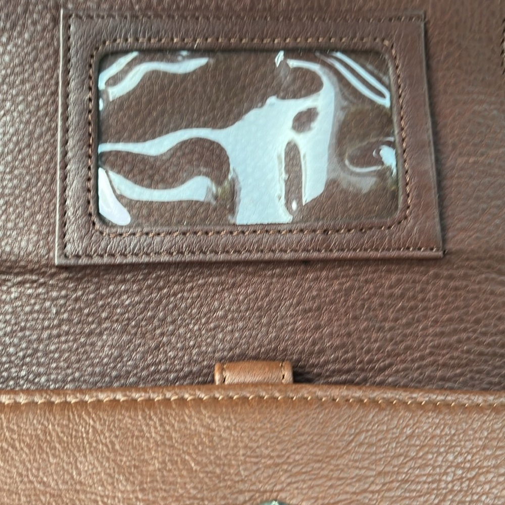 Brighton Two-tone Brown Pebbled Leather Monochromatic Bag Purse Wallet Wristlet - Picture 9 of 13